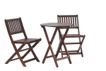 3-Piece Acacia Wood Bistro Set, Wooden Folding Patio Furniture for Garden Backyard Balcony Porch w/ 1 Coffee Table and 2 Foldable Chairs