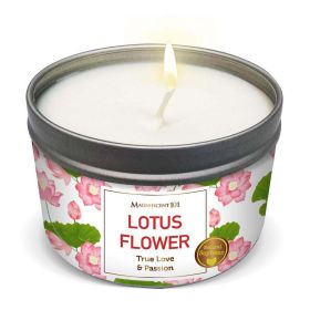 Magnificent 101 Lotus Flower Aromatherapy Candle ‚Äì 6 Oz - 24 Hour Burn | Soy Wax Tin Candle for True Love & Passion, Purification
