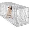 VEVOR Live Animal Cage Trap, 42" x 16" x 18" Humane Cat Trap Galvanized Iron, Folding Animal Trap with Handle for Stray Dogs, Armadillos, Raccoons