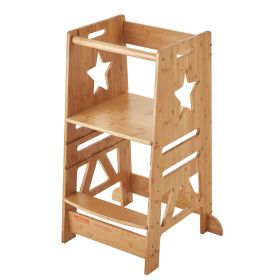 VEVOR Tower Step Stool, 3-Level Height Adjustable Toddler Step Stools for Kids, Kitchen Stool Helper
