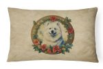 Christmas Flowers Frame Throw Pillow Throw Pillow for Indoor Couch Bed Outdoor Patio Washable, Samoyed 2422,12Hx16W