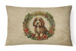 Christmas Flowers Frame Throw Pillow Throw Pillow for Indoor Couch Bed Outdoor Patio Washable, Petit Basset Griffon Vendeen 2405,12Hx16W