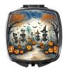 Calacas Skeletons Spooky Halloween Compact Mirror Decorative Travel Makeup Mirror for Women Girls Gifts Pocket Makeup Mirror Folding Handheld