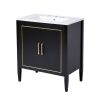 30 Inch Bathroom Vanity with Ceramic Basin, Soft Close Door, Built-in Hidden Drawer