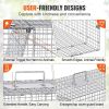 VEVOR Live Animal Cage Trap, 42" x 16" x 18" Humane Cat Trap Galvanized Iron, Folding Animal Trap with Handle for Stray Dogs, Armadillos, Raccoons
