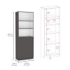 Hialeah 3 Piece Home Bookcase set, 74" Wide with 10 Shelves and Two Double-Door Cabinet , Living Room Set Matt Gray / White