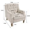 Beige Accent Chair, Living Room Chair, Footrest Chair Set with Vintage Brass Studs, Button Tufted Upholstered Armchair for Living Room