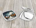 Ghosts Spooky Halloween Compact Mirror Decorative Travel Makeup Mirror for Women Girls Gifts Pocket Makeup Mirror Folding Handheld