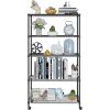 5-Layer Plastic Coated Iron Shelf with 1.5" Nylon Wheels 165*90*35 Black