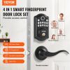 VEVOR Fingerprint Door Lock with 2 Level Handles, Keyless Entry Door Lock with Fingerprint/Keypad Code/Key, Auto Lock
