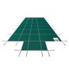 VEVOR Pool Safety Cover Fits 16x32ft Rectangle Inground Safety Pool Cover Green Mesh with 4x8ft Center End Steps Solid Pool Safety Cover for Swimming