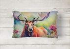 NEW Watercolor Wildlife Throw Pillow Throw Pillow for Indoor Couch Bed Outdoor Patio Washable, Moose 2966,12Hx16W