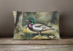 Watercolor Birds Throw Pillow Throw Pillow for Indoor Couch Bed Outdoor Patio Washable, Wood Duck 3282,12Hx16W