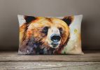 NEW Watercolor Wildlife Throw Pillow Throw Pillow for Indoor Couch Bed Outdoor Patio Washable, Grizzly Bear 2929,12Hx16W