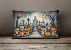 More Spooky Halloween Throw Pillow Throw Pillow for Indoor Couch Bed Outdoor Patio Washable, Calaveras Sugar Skulls 2234,12Hx16W