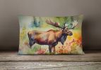 NEW Watercolor Wildlife Throw Pillow Throw Pillow for Indoor Couch Bed Outdoor Patio Washable, Moose 2965,12Hx16W