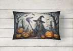 More Spooky Halloween Throw Pillow Throw Pillow for Indoor Couch Bed Outdoor Patio Washable, Witch 2282,12Hx16W
