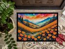 California Poppies in Color Doormat Front Door Mat Indoor Outdoor Rugs for Entryway, Non Slip Washable Low Pile, 24H X 36W