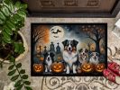 Australian Shepherd Spooky Halloween Doormat Front Door Mat Indoor Outdoor Rugs for Entryway, Non Slip Washable Low Pile, 24H X 36W