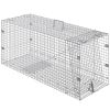 VEVOR Live Animal Cage Trap, 42" x 16" x 18" Humane Cat Trap Galvanized Iron, Folding Animal Trap with Handle for Stray Dogs, Armadillos, Raccoons