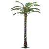 Outsunny 6' Artificial Lighted Palm Tree with 3 Coconuts, 240 LED Light, Color Changing Light Up Tropical Palm Tree with Remote for Indoor, Outdoor