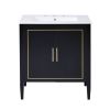 30 Inch Bathroom Vanity with Ceramic Basin, Soft Close Door, Built-in Hidden Drawer