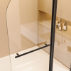 43 in. W * 58 in. H Frameless Folding Shower Doors for Bathtub, 1/4" (6mm) Thick SGCC Tempered Glass Door, Bathroom Pivot Tub Glass Door, Matte Black