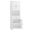 Tall Bathroom Cabinet with Four Doors, Large Storage Space Open Shelve, Upper Storage Cabinet, White