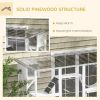 Catio Playground Cat Window Box Outside Enclosure, Wooden Outdoor Cat House with Weather Protection Roof for Multiple Kitties