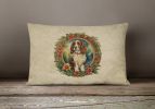Christmas Flowers Frame Throw Pillow Throw Pillow for Indoor Couch Bed Outdoor Patio Washable, Welsh Springer Spaniel 2442,12Hx16W
