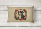 Christmas Flowers Frame Throw Pillow Throw Pillow for Indoor Couch Bed Outdoor Patio Washable, Greater Swiss Mountain Dog 2373,12Hx16W