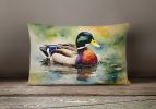 Watercolor Birds Throw Pillow Throw Pillow for Indoor Couch Bed Outdoor Patio Washable, Mallard 3240,12Hx16W