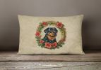 Christmas Flowers Frame Throw Pillow Throw Pillow for Indoor Couch Bed Outdoor Patio Washable, Rottweiler 2419,12Hx16W
