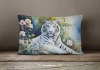 NEW Watercolor Wildlife Throw Pillow Throw Pillow for Indoor Couch Bed Outdoor Patio Washable, Tiger White 3001,12Hx16W