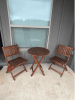 3-Piece Acacia Wood Bistro Set, Wooden Folding Patio Furniture for Garden Backyard Balcony Porch w/ 1 Coffee Table and 2 Foldable Chairs