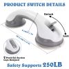 KEKOY 2 Pack Shower Handles for Elderly, Grab Bars for Bathroom, 12" Suction Bath Tub Hand Rail, Anti-Slip Safety Bar with Shower Pouf and Hook
