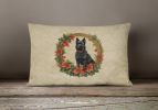 Christmas Flowers Frame Throw Pillow Throw Pillow for Indoor Couch Bed Outdoor Patio Washable, Schipperke 2423,12Hx16W