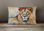 NEW Watercolor Wildlife Throw Pillow Throw Pillow for Indoor Couch Bed Outdoor Patio Washable, Lion 2952,12Hx16W