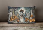 More Spooky Halloween Throw Pillow Throw Pillow for Indoor Couch Bed Outdoor Patio Washable, La Catrina Skeleton 2250,12Hx16W