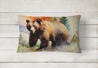 NEW Watercolor Wildlife Throw Pillow Throw Pillow for Indoor Couch Bed Outdoor Patio Washable, Grizzly Bear 2924,12Hx16W