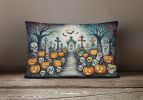 More Spooky Halloween Throw Pillow Throw Pillow for Indoor Couch Bed Outdoor Patio Washable, Calaveras Sugar Skulls 2233,12Hx16W