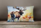 NEW Watercolor Wildlife Throw Pillow Throw Pillow for Indoor Couch Bed Outdoor Patio Washable, Moose 2962,12Hx16W