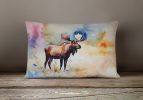NEW Watercolor Wildlife Throw Pillow Throw Pillow for Indoor Couch Bed Outdoor Patio Washable, Moose 2967,12Hx16W