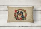 Christmas Flowers Frame Throw Pillow Throw Pillow for Indoor Couch Bed Outdoor Patio Washable, Bernese Mountain Dog 2319,12Hx16W
