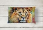 NEW Watercolor Wildlife Throw Pillow Throw Pillow for Indoor Couch Bed Outdoor Patio Washable, Lion 2956,12Hx16W