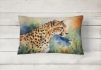 NEW Watercolor Wildlife Throw Pillow Throw Pillow for Indoor Couch Bed Outdoor Patio Washable, Cheetah 2888,12Hx16W
