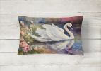 Watercolor Birds Throw Pillow Throw Pillow for Indoor Couch Bed Outdoor Patio Washable, Swan 3274,12Hx16W