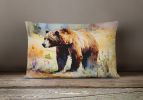 NEW Watercolor Wildlife Throw Pillow Throw Pillow for Indoor Couch Bed Outdoor Patio Washable, Grizzly Bear 2923,12Hx16W