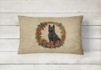 Christmas Flowers Frame Throw Pillow Throw Pillow for Indoor Couch Bed Outdoor Patio Washable, Schipperke 2423,12Hx16W