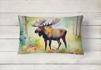 NEW Watercolor Wildlife Throw Pillow Throw Pillow for Indoor Couch Bed Outdoor Patio Washable, Moose 2963,12Hx16W